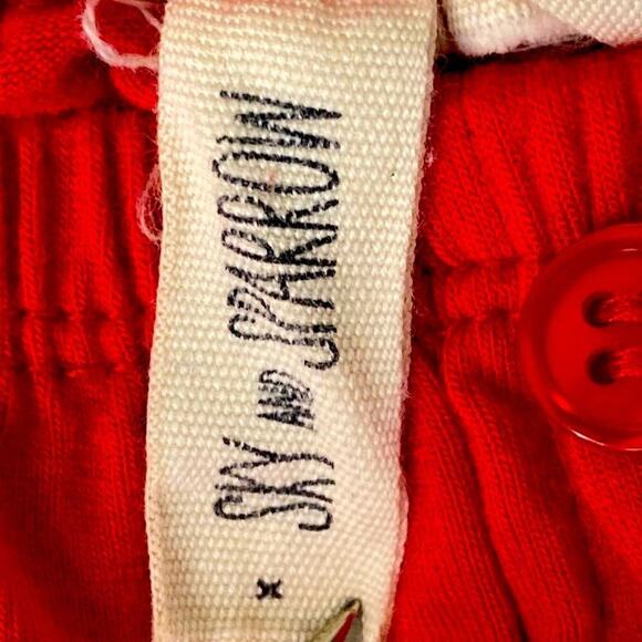 Sky and Sparrow Button Down Crop Top with Waist Tie in Red M On Off Shoulder - Picture 7 of 12